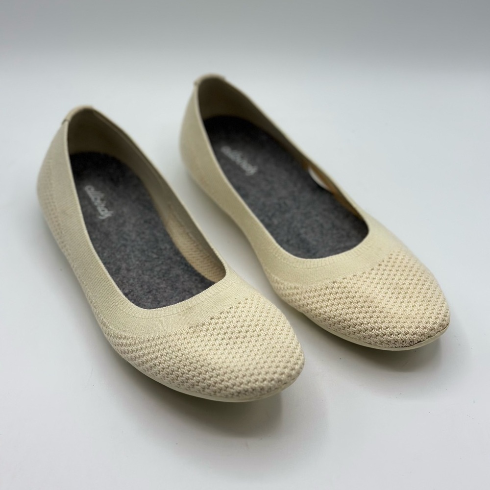 Allbirds Women's Tree Breezers Natural White Knit Flats Size 8